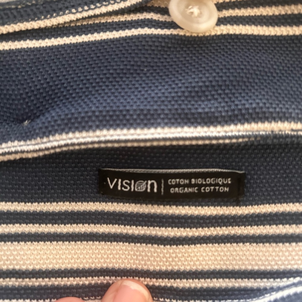 Simons Le 31 Blue and White Striped Casual Shirt - Picture 6 of 8